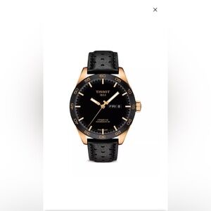 Men's Swiss Automatic PRS 516 Black Perforated Leather Strap Watch 42mm